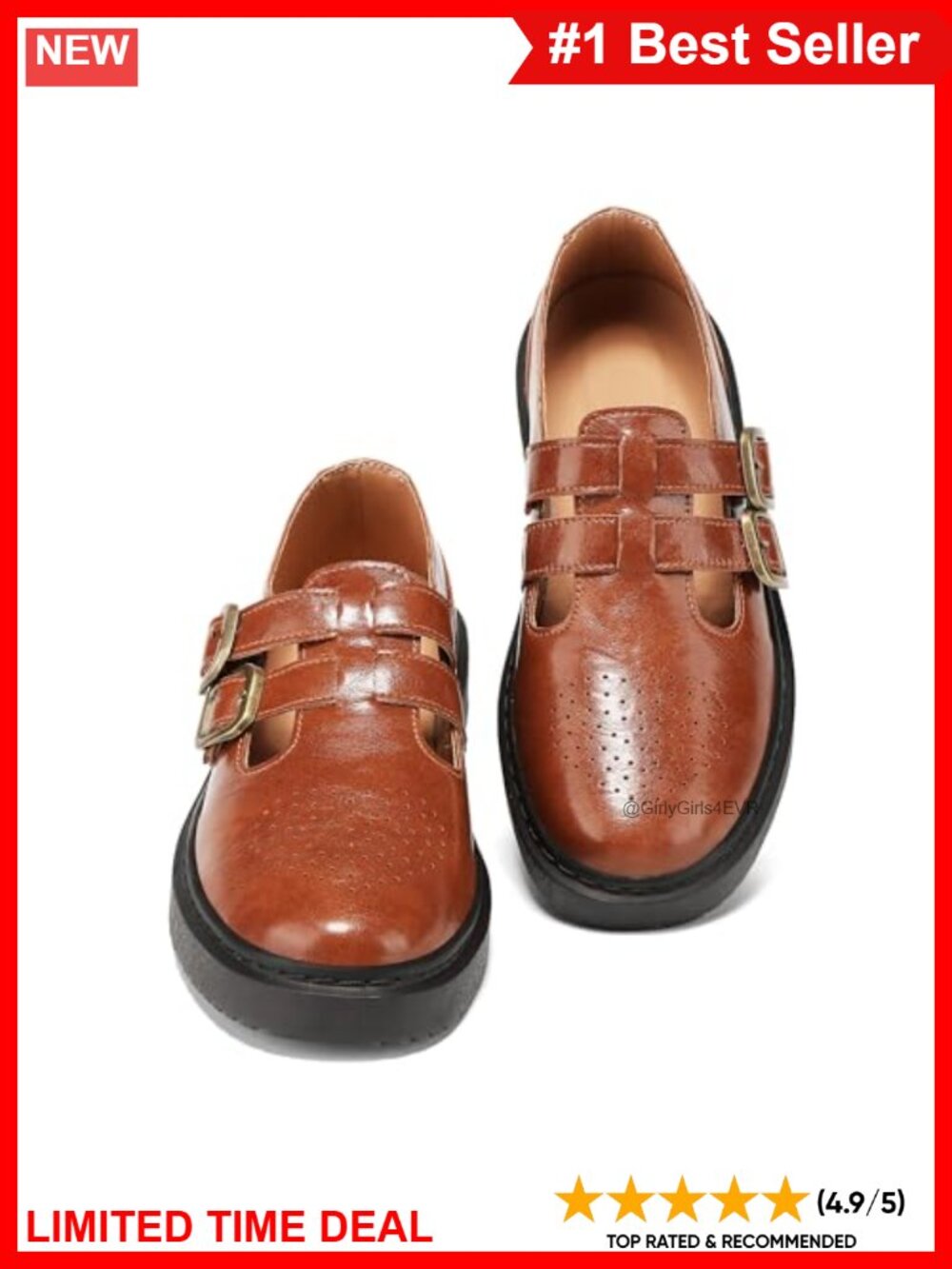 Mary Jane Flats with Memory Foam Insole and Adjustable Straps